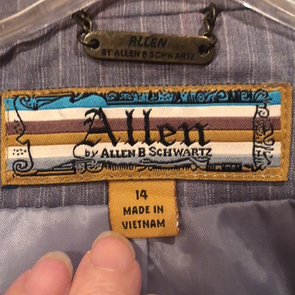 Allen by Allen Schwartz size 14 Gray Stripe/Lined Suit - Picture 3 of 9